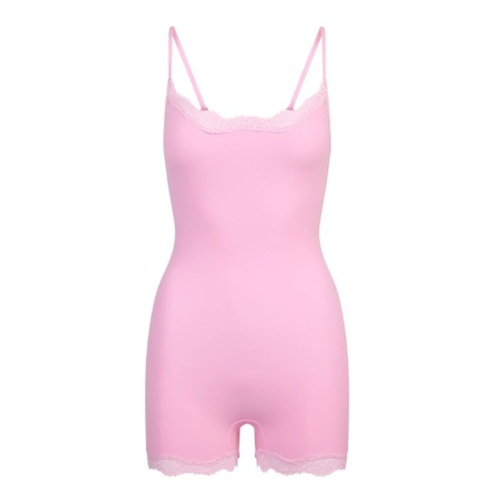 Skims Fits Everybody Lace Onepiece Bubblegum Tonal Pink Bodysuit OS-MDT-9292 M
